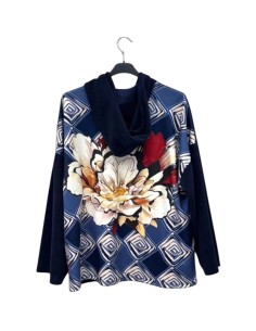 Veste femme à capuche - Fermeture zippée & motif floral au dos - Taille unique grande taille (du 42/44 au 50/52)