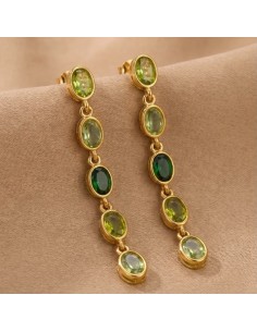 Boucles d'oreilles pendantes à pierres colorées en acier inoxydable - Plusieurs couleurs 2