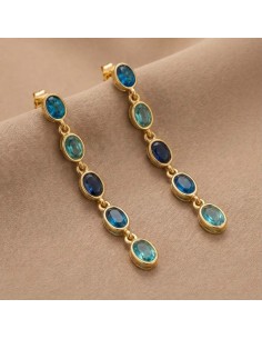 Boucles d'oreilles pendantes à pierres colorées en acier inoxydable - Plusieurs couleurs