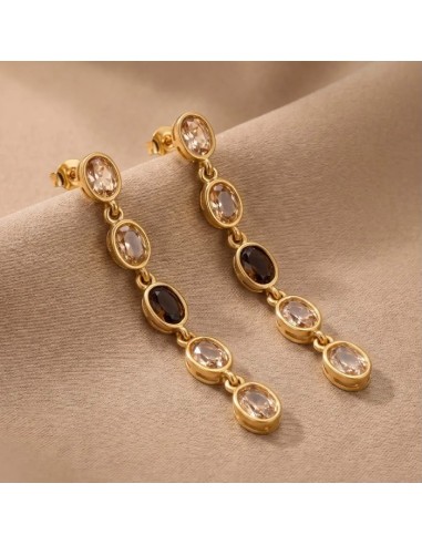 Boucles d'oreilles pendantes à pierres colorées en acier inoxydable - Plusieurs couleurs
