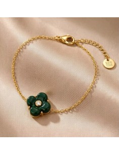 Bracelet fleur colorée en acier inoxydable - Réglable