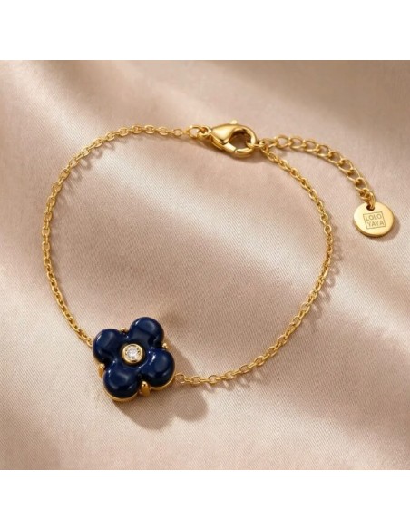Bracelet fleur colorée en acier inoxydable - Réglable