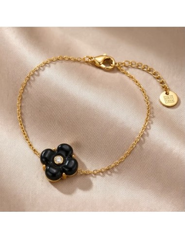 Bracelet fleur colorée en acier inoxydable - Réglable