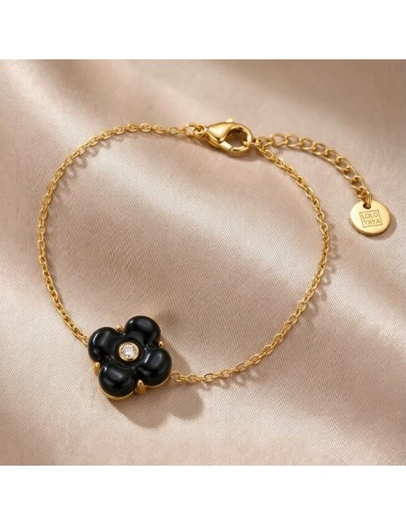Bracelet fleur colorée en acier inoxydable - Réglable