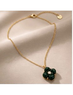 Collier fleur colorée en acier inoxydable - Réglable