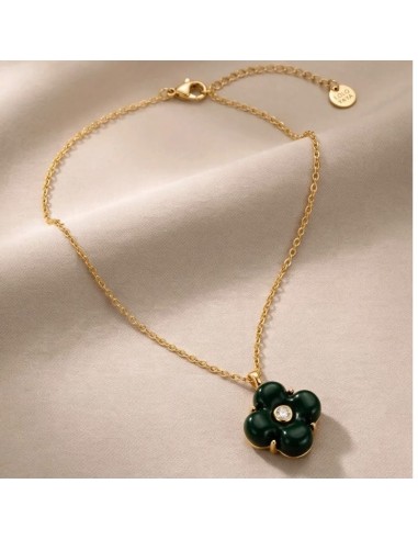 Collier fleur colorée en acier inoxydable - Réglable