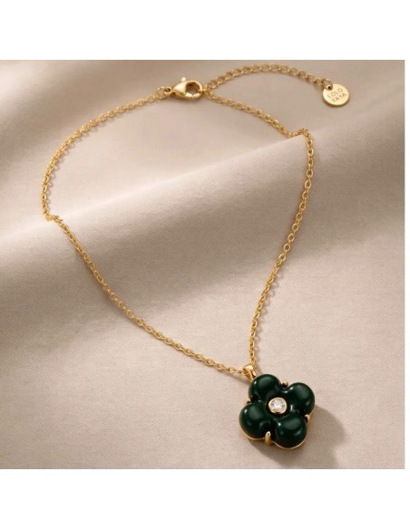 Collier fleur colorée en acier inoxydable - Réglable