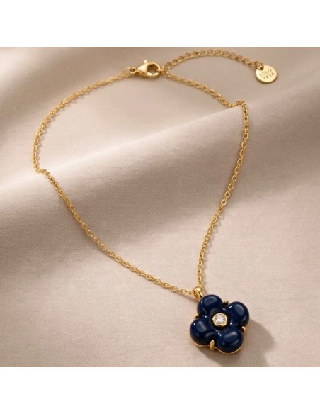 Collier fleur colorée en acier inoxydable - Réglable