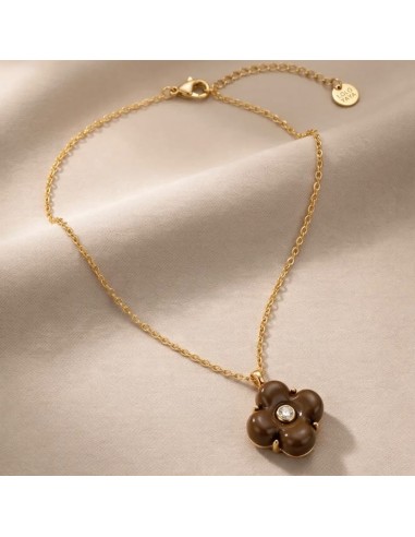 Collier fleur colorée en acier inoxydable - Réglable