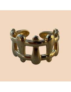 Bague au design graphique et sctucturé en acier inoxydable - Réglable