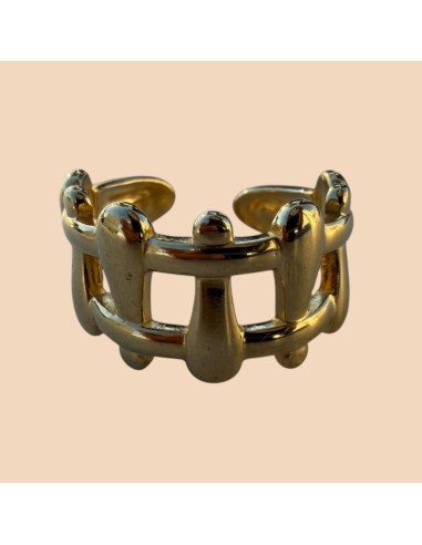 Bague au design graphique et sctucturé en acier inoxydable - Réglable