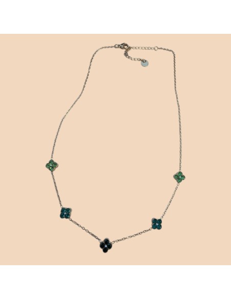 Collier chaîne fleurs en acier inoxydable - Réglable