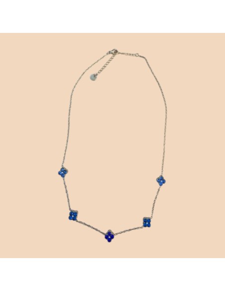 Collier chaîne fleurs en acier inoxydable - Réglable