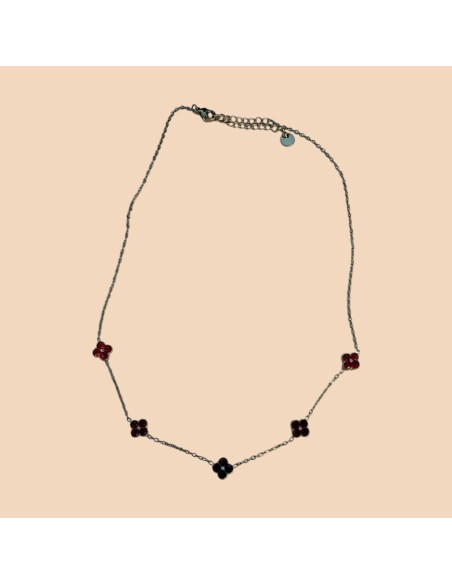 Collier chaîne fleurs en acier inoxydable - Réglable