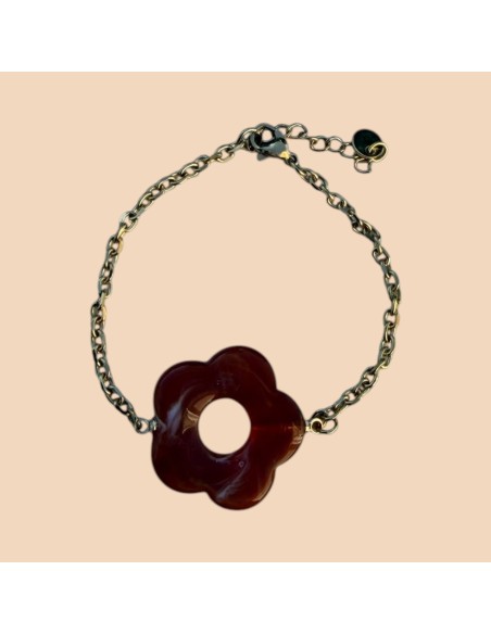 Bracelet fleur en acier inoxydable - Réglable