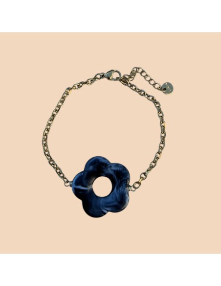 Bracelet fleur en acier inoxydable - Réglable