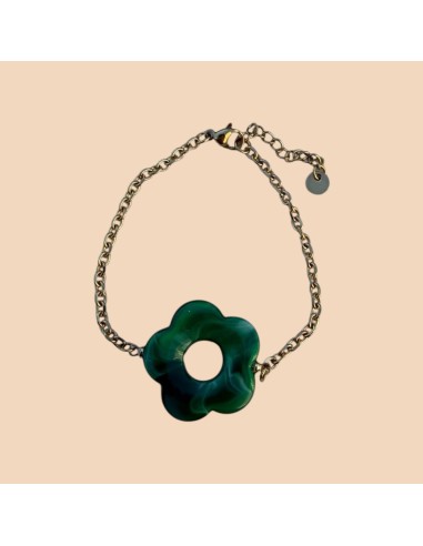 Bracelet fleur en acier inoxydable - Réglable