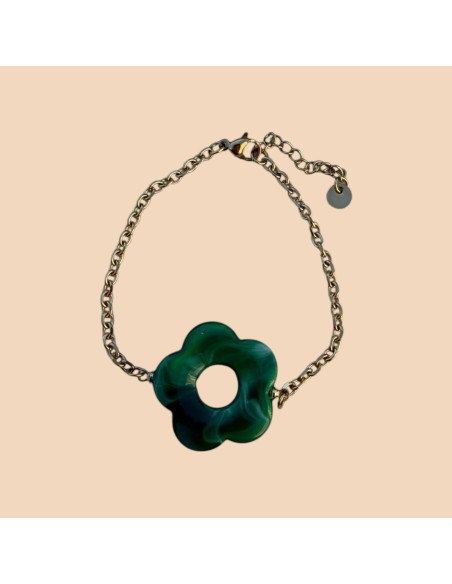 Bracelet fleur en acier inoxydable - Réglable