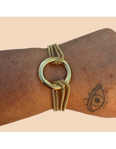 Bracelet multi-rangs anneau central en acier inoxydable - Réglable