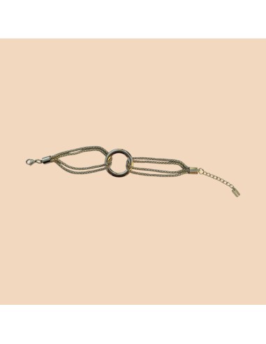 Bracelet multi-rangs anneau central en acier inoxydable - Réglable
