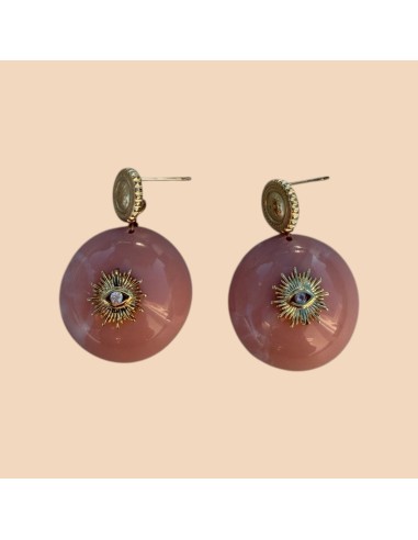 Boucles d'oreilles Milë Mila pendantes œil céleste et résine en acier inoxydable