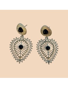 Boucles d'oreilles Milë Mila pendantes cœur ajouré en acier inoxydable