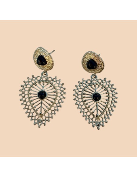 Boucles d'oreilles Milë Mila pendantes cœur ajouré en acier inoxydable