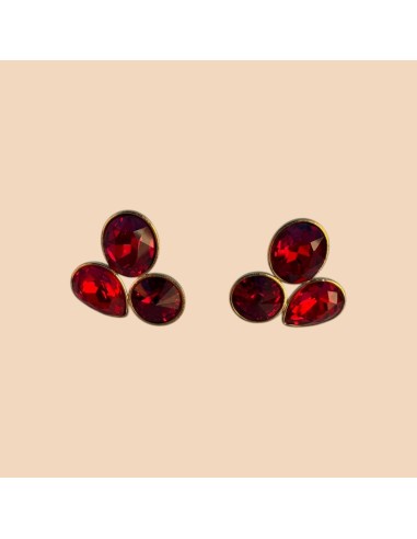 Boucles d'oreilles puces trio de cristaux en acier inoxydable