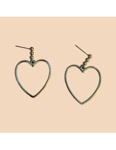 Boucles d'oreilles pendantes cœur évidé en acier inoxydable