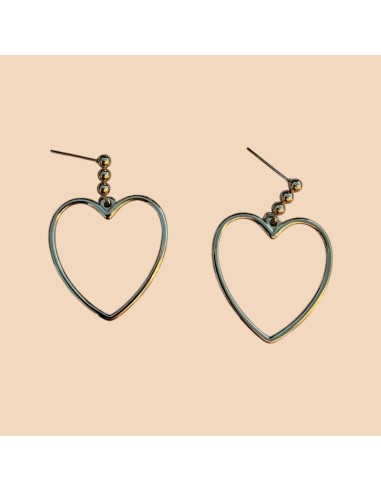 Boucles d'oreilles pendantes cœur évidé en acier inoxydable