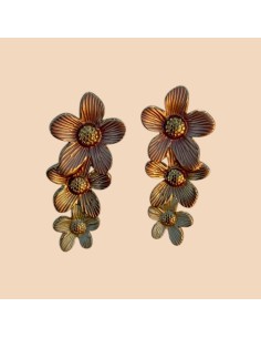 Boucles d'oreilles pendantes cascade de fleurs en acier inoxydable