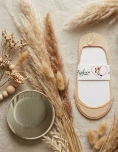 Socquettes invisibles avec renfort beige - Taille unique (du 36 au 41)
