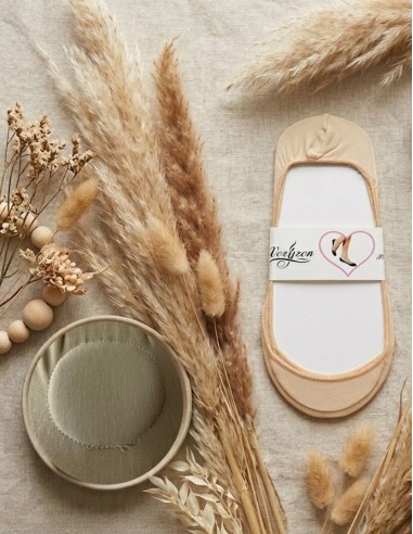 Socquettes invisibles avec renfort beige - Taille unique (du 36 au 41)