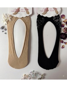 Socquette invisibles en dentelle - Noir ou Beige - Taille unique (du 36 au 41)