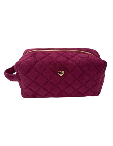 Trousse de toilette matelassée suédine détail cœur
