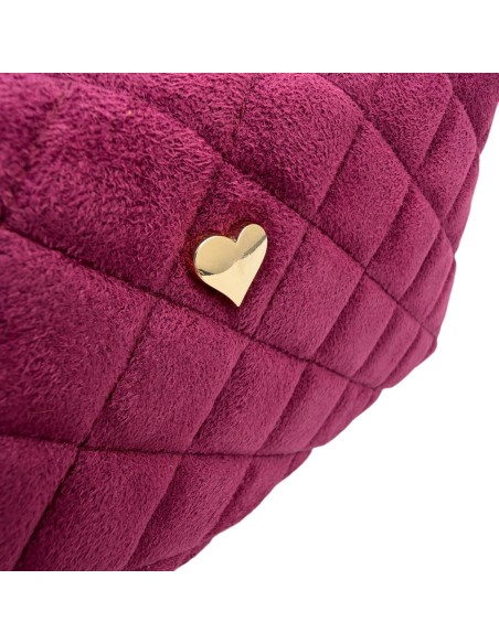 Trousse de toilette matelassée suédine détail cœur