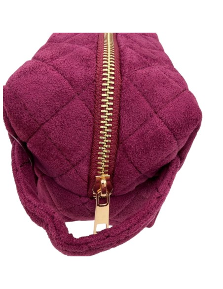 Trousse de toilette matelassée suédine détail cœur