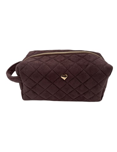 Trousse de toilette matelassée suédine détail cœur