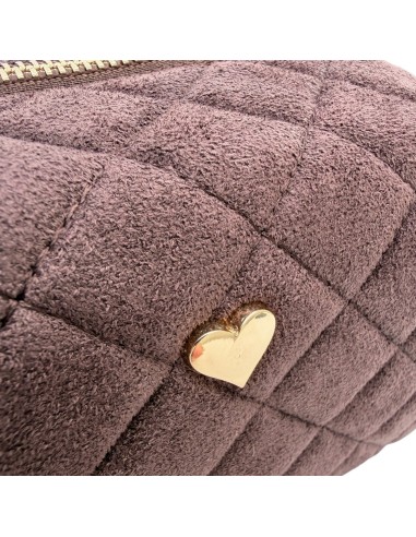 Trousse de toilette matelassée suédine détail cœur