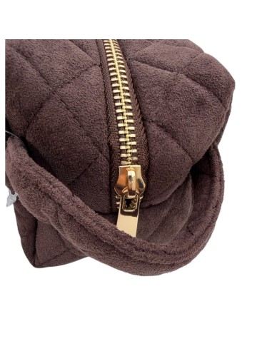 Trousse de toilette matelassée suédine détail cœur