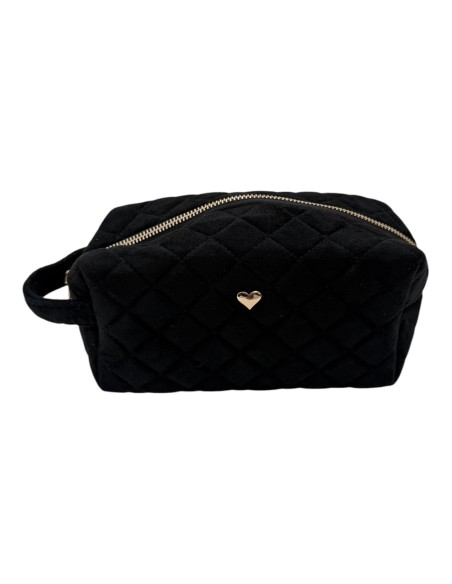 Trousse de toilette matelassée suédine détail cœur