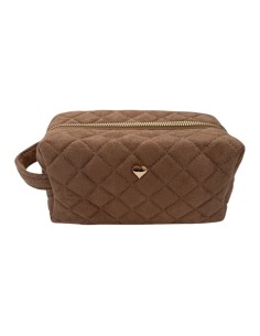 Trousse de toilette matelassée suédine détail cœur