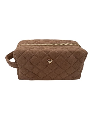 Trousse de toilette matelassée suédine détail cœur
