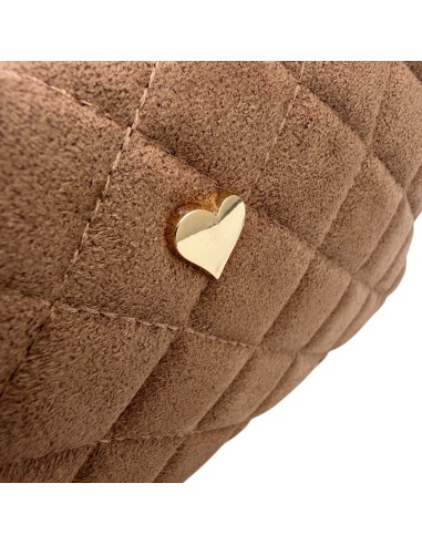 Trousse de toilette matelassée suédine détail cœur