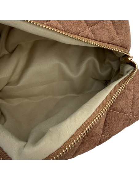 Trousse de toilette matelassée suédine détail cœur