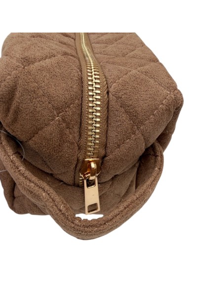 Trousse de toilette matelassée suédine détail cœur