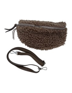 Sac banane effet bouclette et détails en cuir