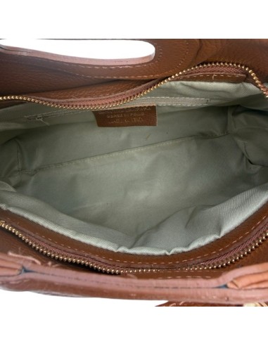 Sac à main en cuir véritable à franges et poignée découpée