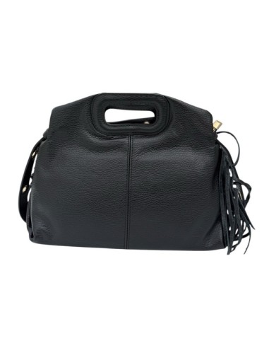 Sac à main en cuir véritable à franges et poignée découpée