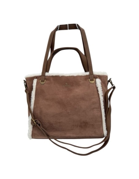 Sac cabas en suédine et finitions effet mouton You Young Coveri